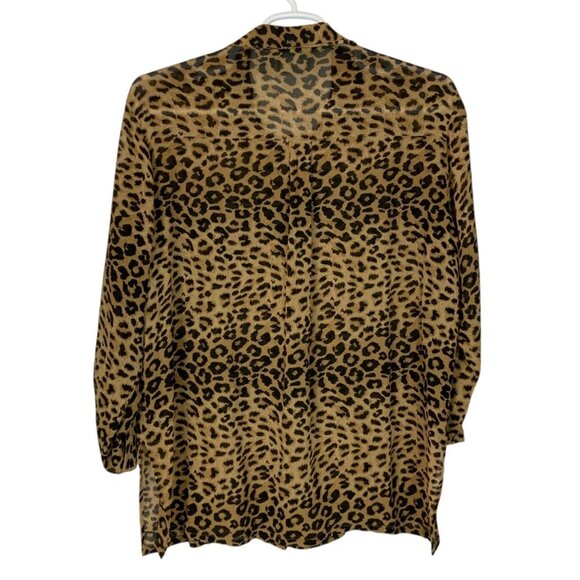 Chico's Design Leopard Print Blouse Size 3 (XL) Silk Tab Sleeve Lightweight - Picture 2 of 4